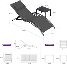 Aluminium Sonnenliege mit Beistelltisch und