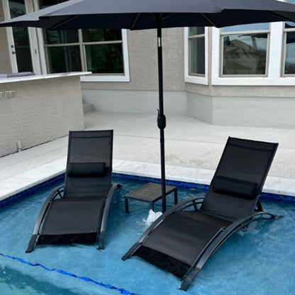 Sonnenliege 2er-Set Aluminium Gartenliege mit Beistelltisch und