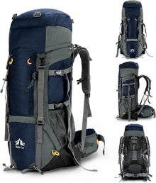 Wanderrucksack 90L Atmungsaktiv Camping Trekking Klettern Blau