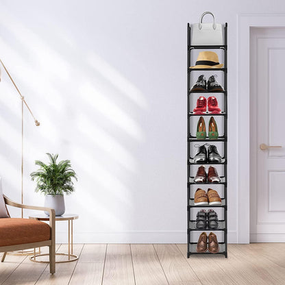 Vertikales Schuhregal mit 10 Ebenen stapelbarer Organizer