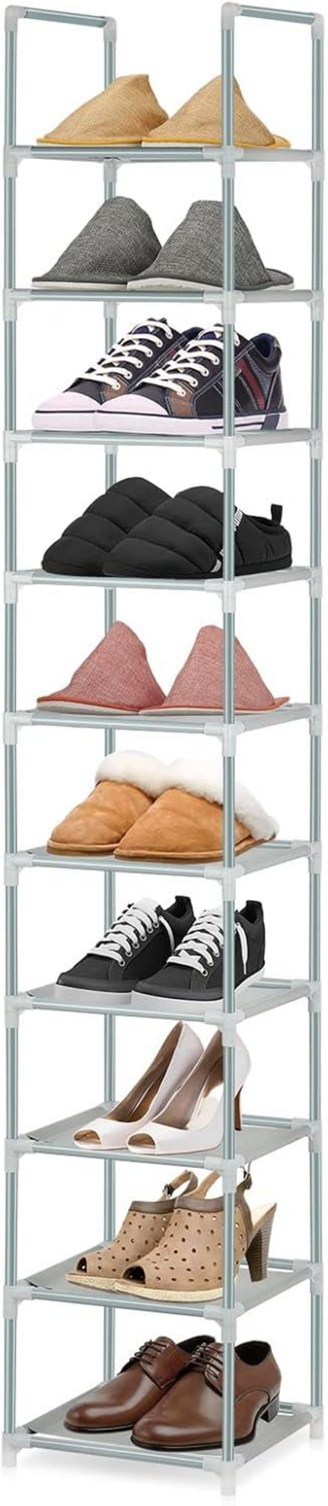 Vertikales Schuhregal mit 10 Ebenen schmales stapelbarer Organizer