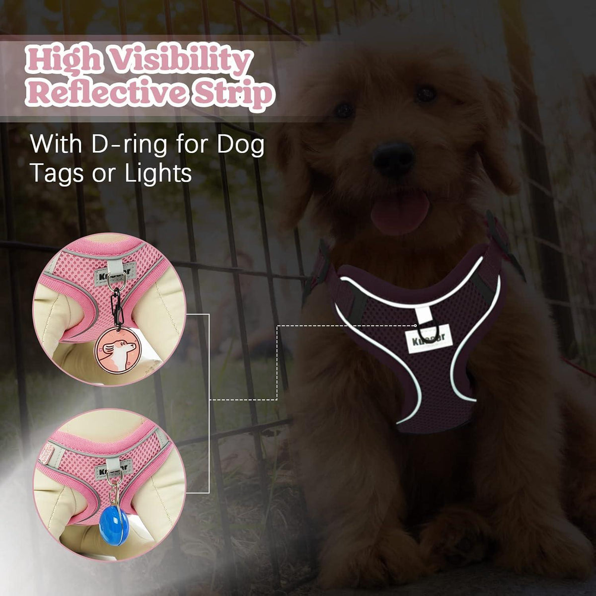 Kuoser Hundegeschirr Kleine Hunde Atmungsaktiv Rosa