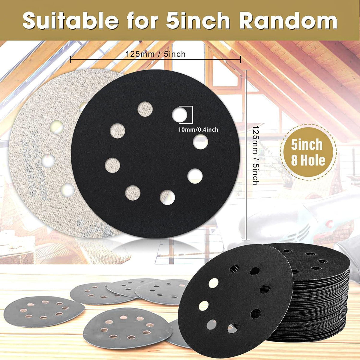 Schleifpapier 125mm Klett 320 Körnung, 50 Stück, Nass/Trocken