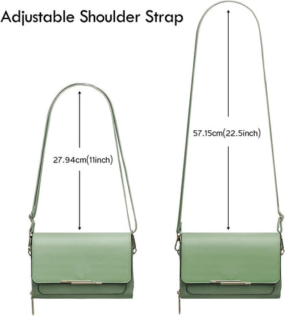 Kleine Damen Umhängetasche PU Leder Crossbody Handytasche Grün