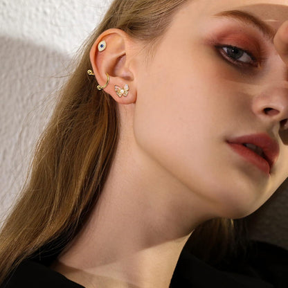 JeweBella 27 Stück 16G Chirurgenstahl Helix Tragus Piercing Set CZ Labret Piercing Gold