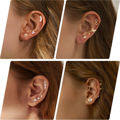 27er Set 16G Chirurgenstahl Helix Tragus Piercing CZ Gold