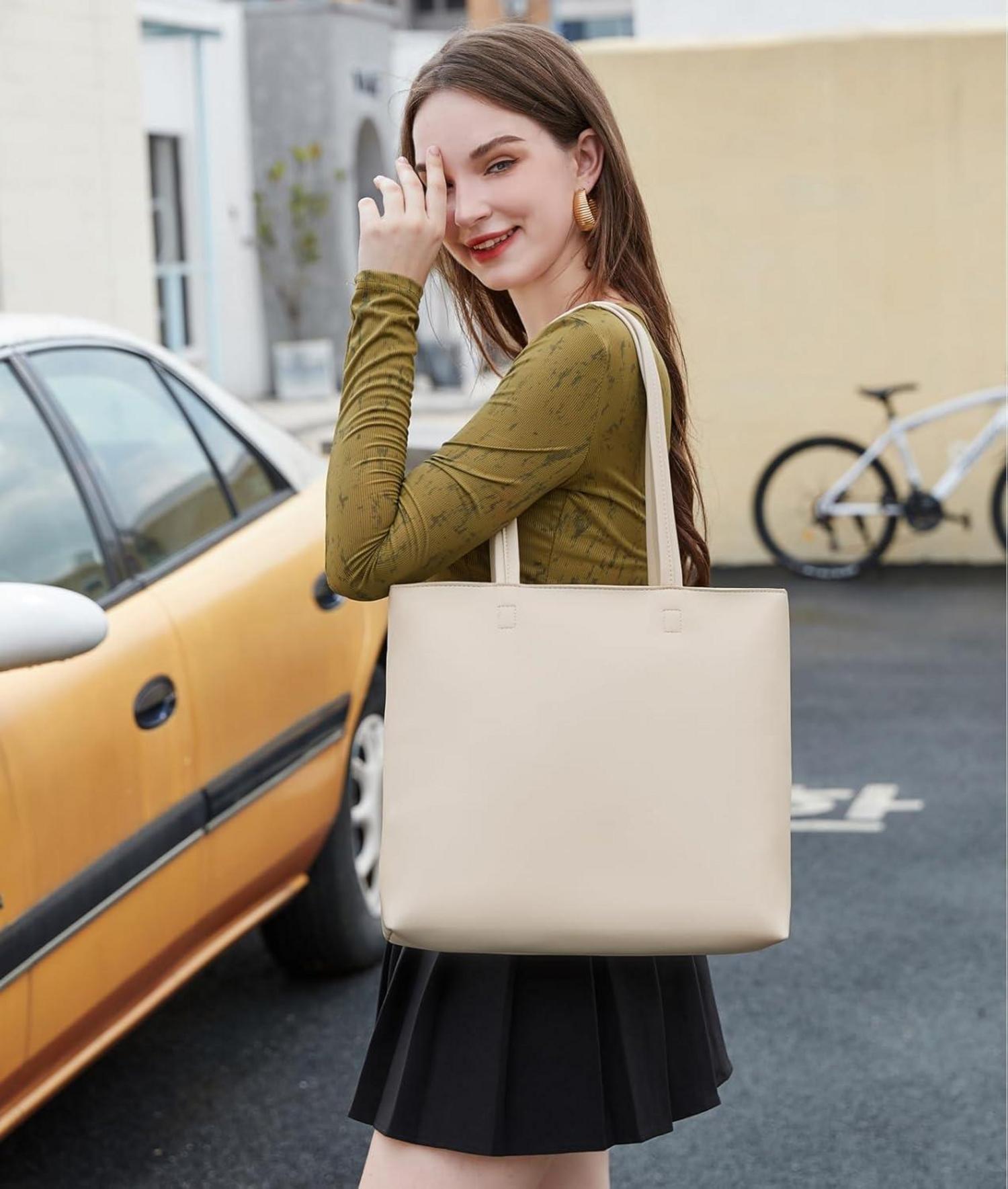 MEEGIRL Damen Handtasche PU Leder Tote Shopper Bag mit Reißverschluss