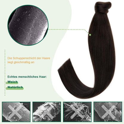 Brauner Echthaar Pferdeschwanz – 35cm, Remy, Natürliches Aussehen