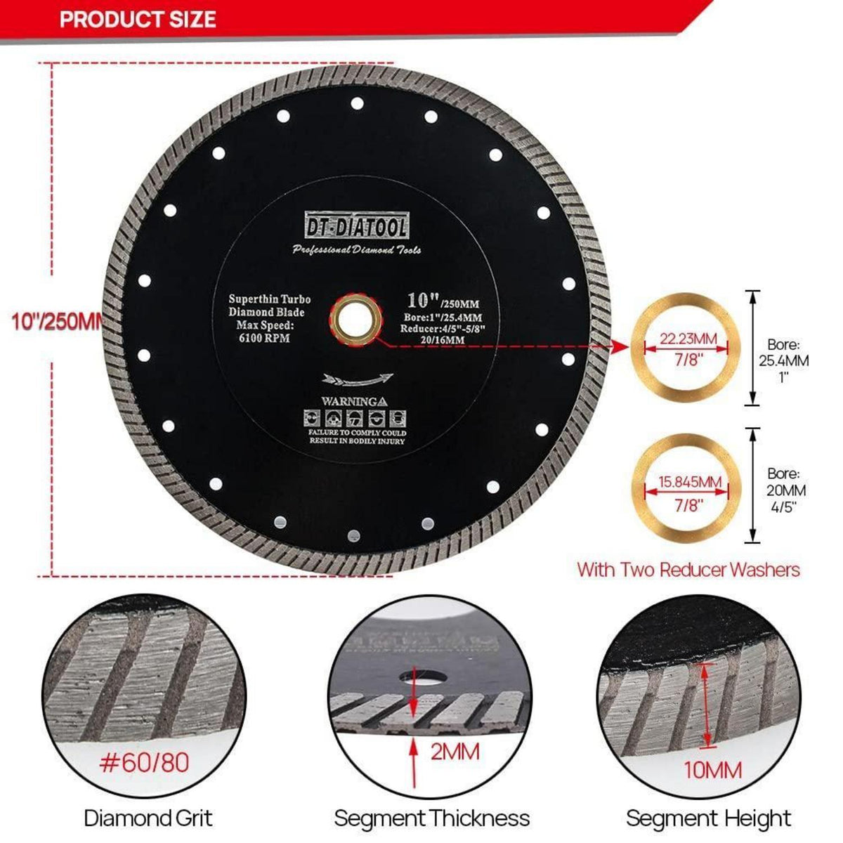 Diamant-Trennscheibe 250mm 10 Stück Superdünn für Fliesen
