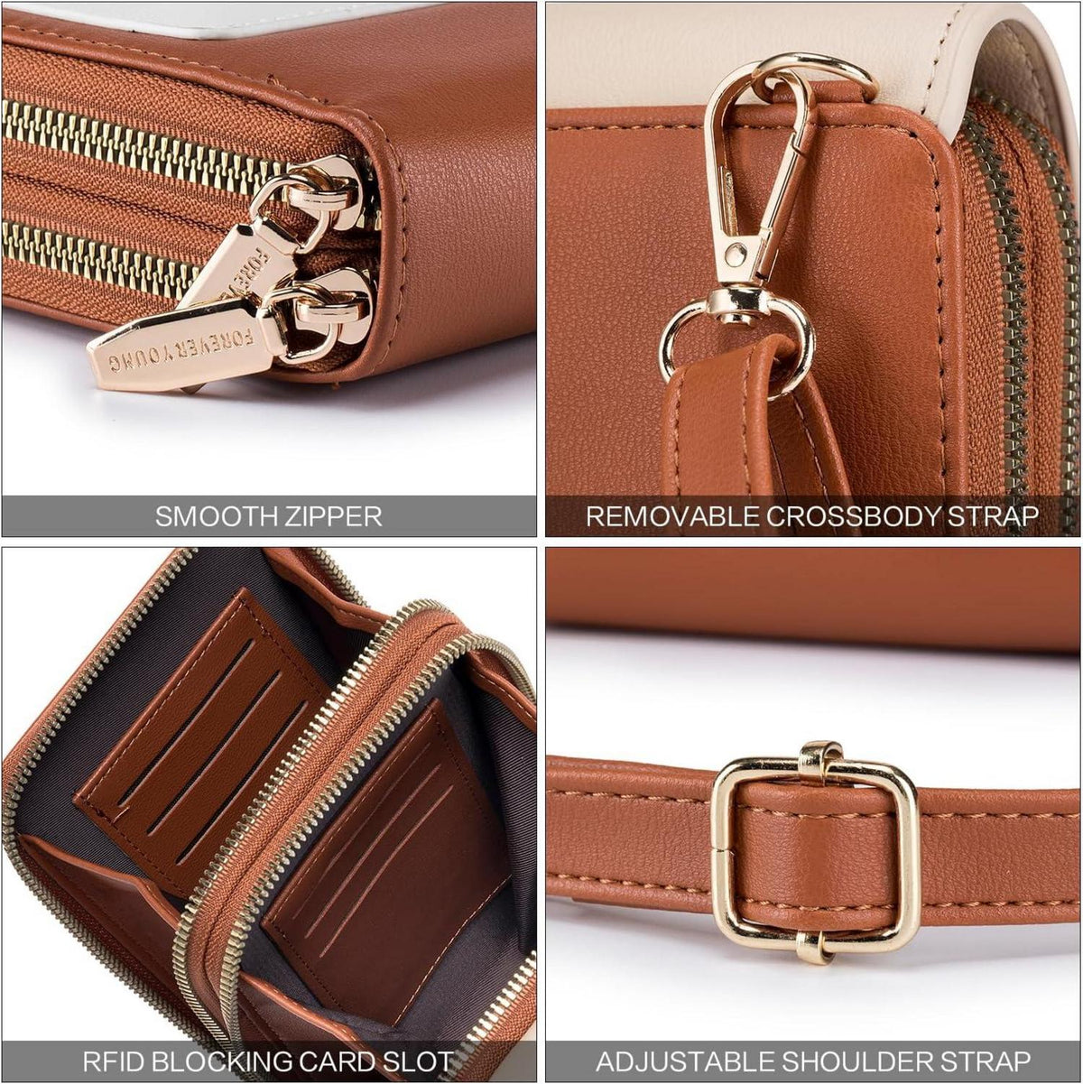 Roulens Kleine Handy Umhängetasche Damen, 3 in 1 Crossbody Handytasche mit RFID-Fächern