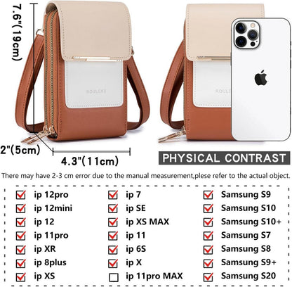 Damen Kleine Umhängetasche Crossbody Schultergurt RFID Reißverschluss
