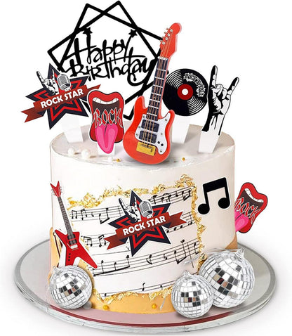 Musik Gitarre Disco Ball Kuchen Topper Rock Roll Cupcake Dekoration