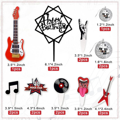 Musik Gitarre Kuchen Topper Set Rock Roll Disco Cupcake