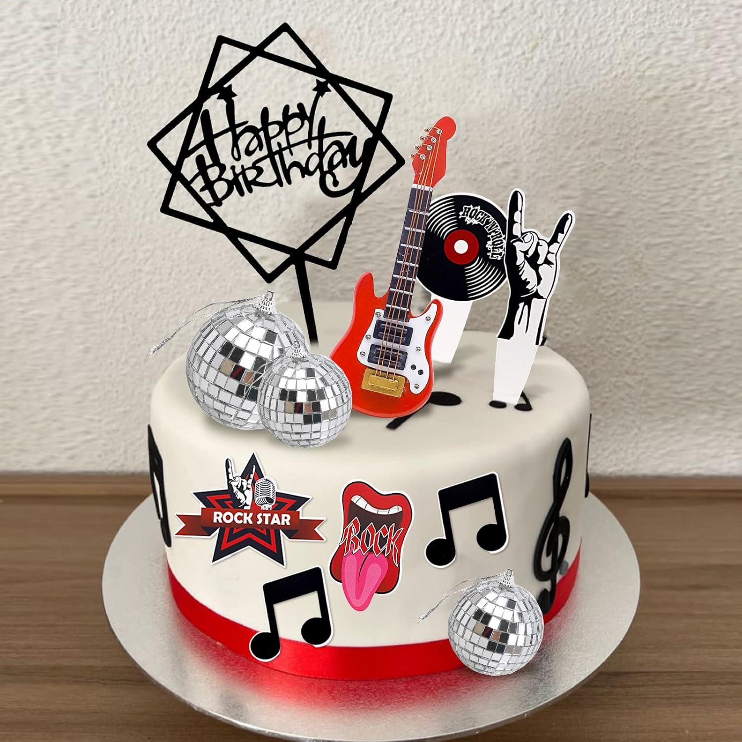 Gitarre Musik Note Kuchen Topper Disco Ball Rock Roll Cupcake Deko