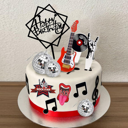 Gitarre Musik Note Kuchen Topper Disco Ball Rock Roll Cupcake Deko