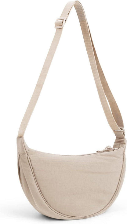 Damen Crossbody Halbmond Schultertasche Tragbare Umhängetasche A-beige