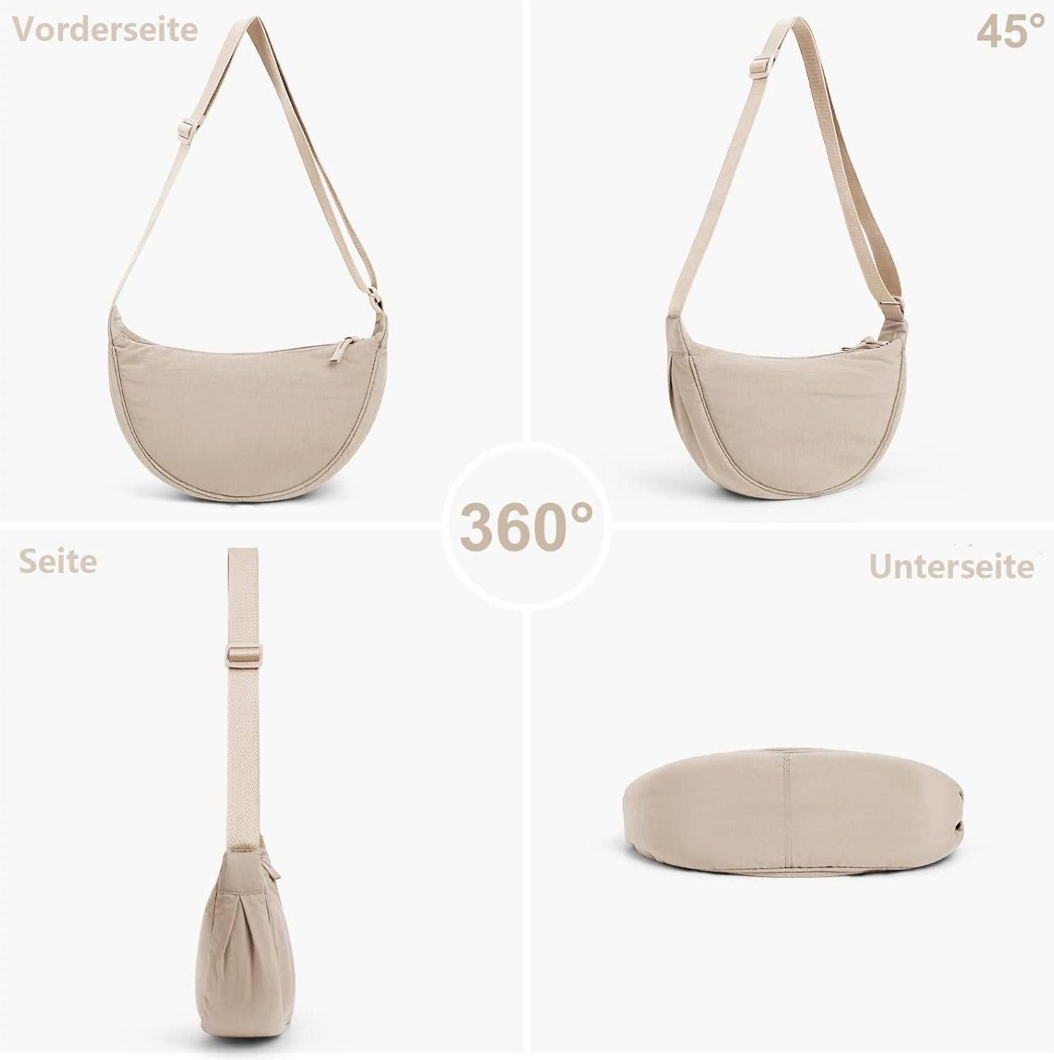 Damen Halbmond Crossbody Schultertasche Einfarbig