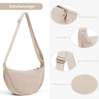 Damen Crossbody Halbmond Schultertasche Tragbare Umhängetasche A-beige