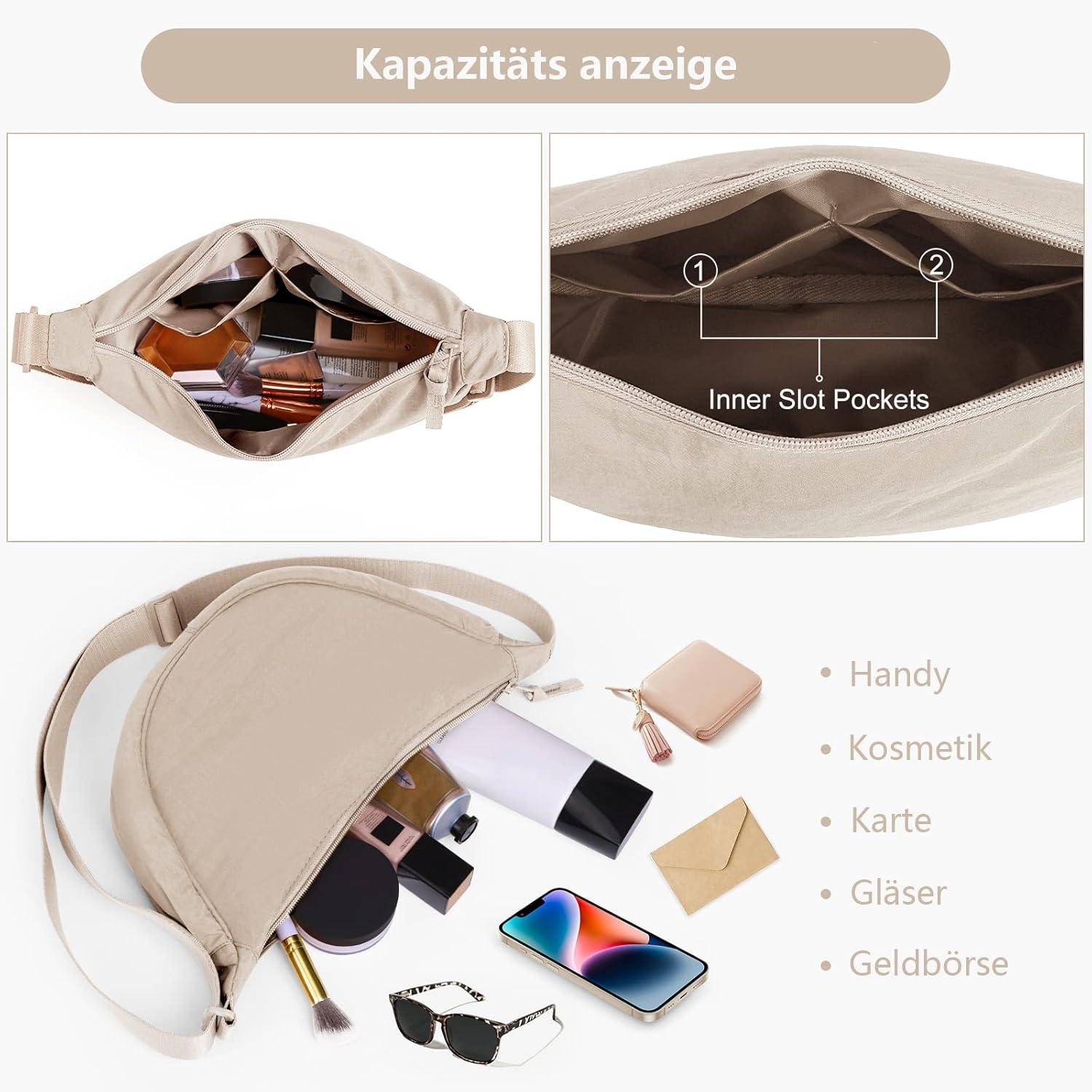 Damen Halbmond Crossbody Schultertasche Casual Bag A-beige