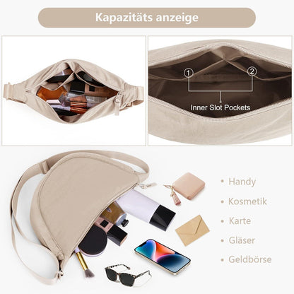 Damen Halbmond Crossbody Schultertasche Casual Bag A-beige