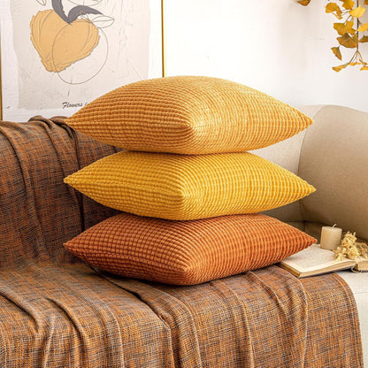 Kordsamt Kissenbezug Herbst Granulat Deko 40x40 cm 2er Set Kurkuma