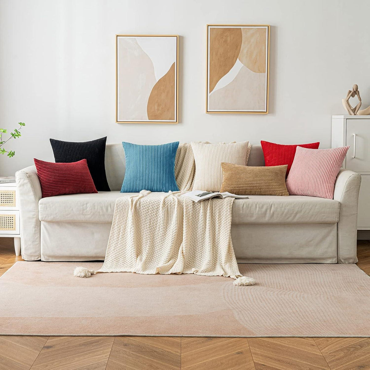 Kordsamt Kissenbezüg 45x45 cm Seeblau 2er Set