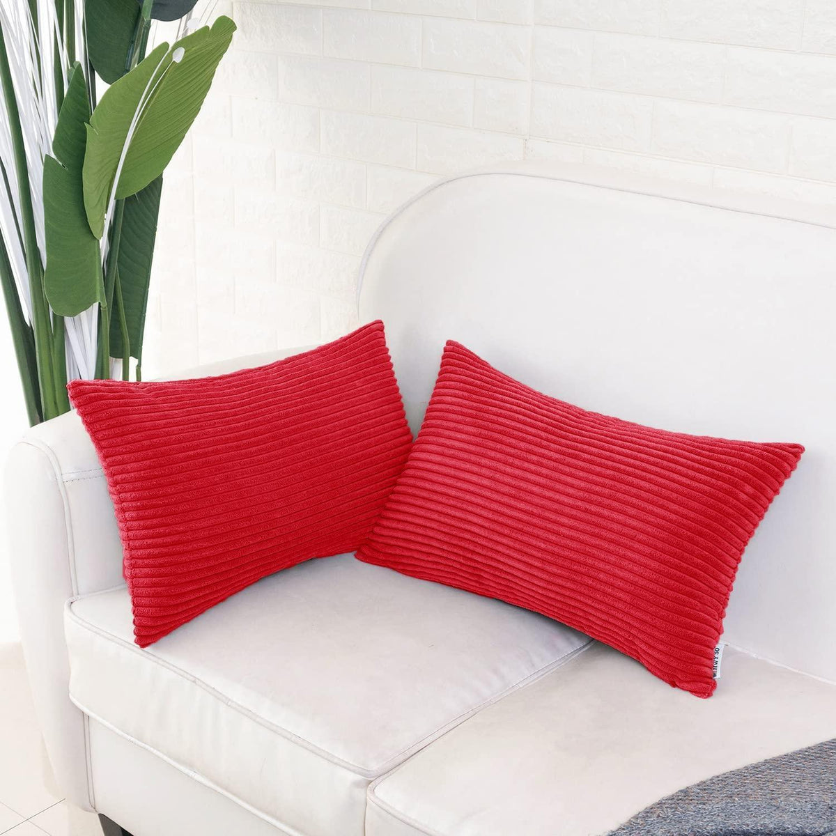 Rot-rote Cord Kissenbezüge 30x50 cm - 2er Set