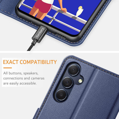 Samsung Galaxy M54 Handyhülle Leder Flip Cover Blau Wallet Case
