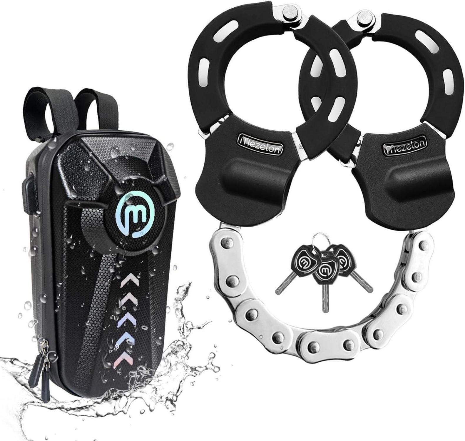 E-Scooter Schloss mit wasserdichter Tasche und Handschellenschloss