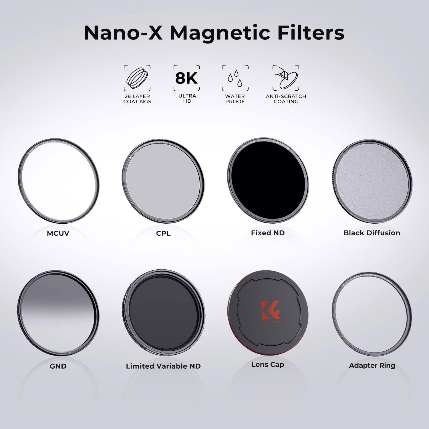 K&F Concept X-Serie 82mm Magnetischer CPL-Filter mit Adapterring