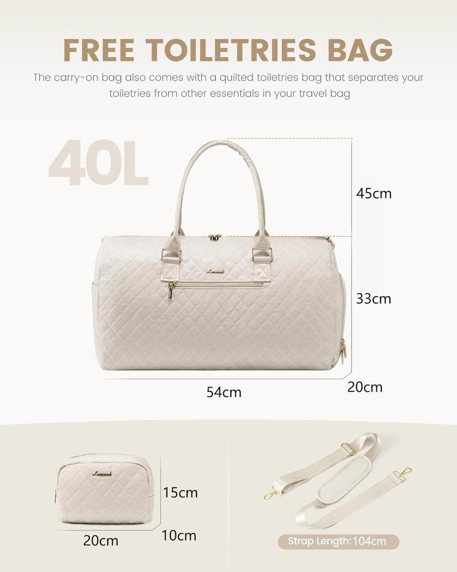 Sporttasche Damen Reisetasche Weekender wasserdicht Beige