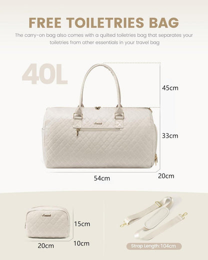 Sporttasche Damen Reisetasche Weekender wasserdicht Beige