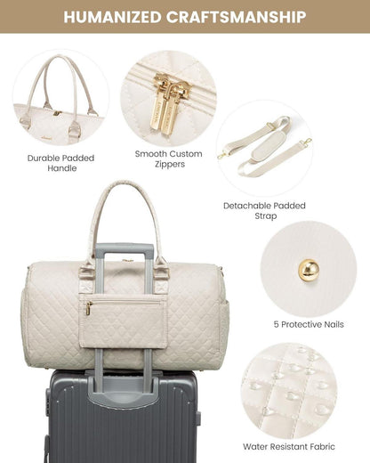 Damen Reisetasche Weekender Sporttasche Handgepäck Beige wasserdicht