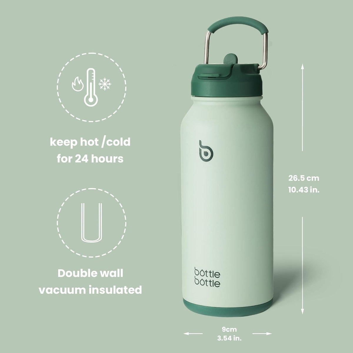Edelstahl Trinkflasche 1L Thermoskanne Strohhalm Sport Isolierflasche
