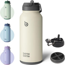 Isolierte Edelstahl Trinkflasche 1L mit Strohhalm und Pillendose