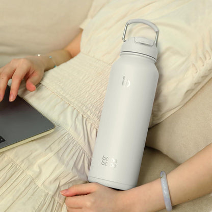Isolierte Wasserflasche mit Strohhalm 1,2 l Sport-Edelstahl