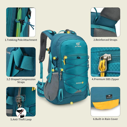 35L Wanderrucksack mit Trinksystem und Regenhülle