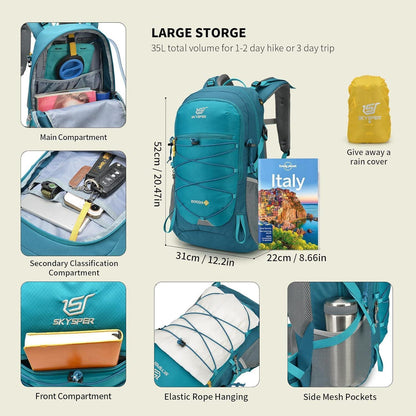 35L Wanderrucksack mit Trinksystem und Regenhülle