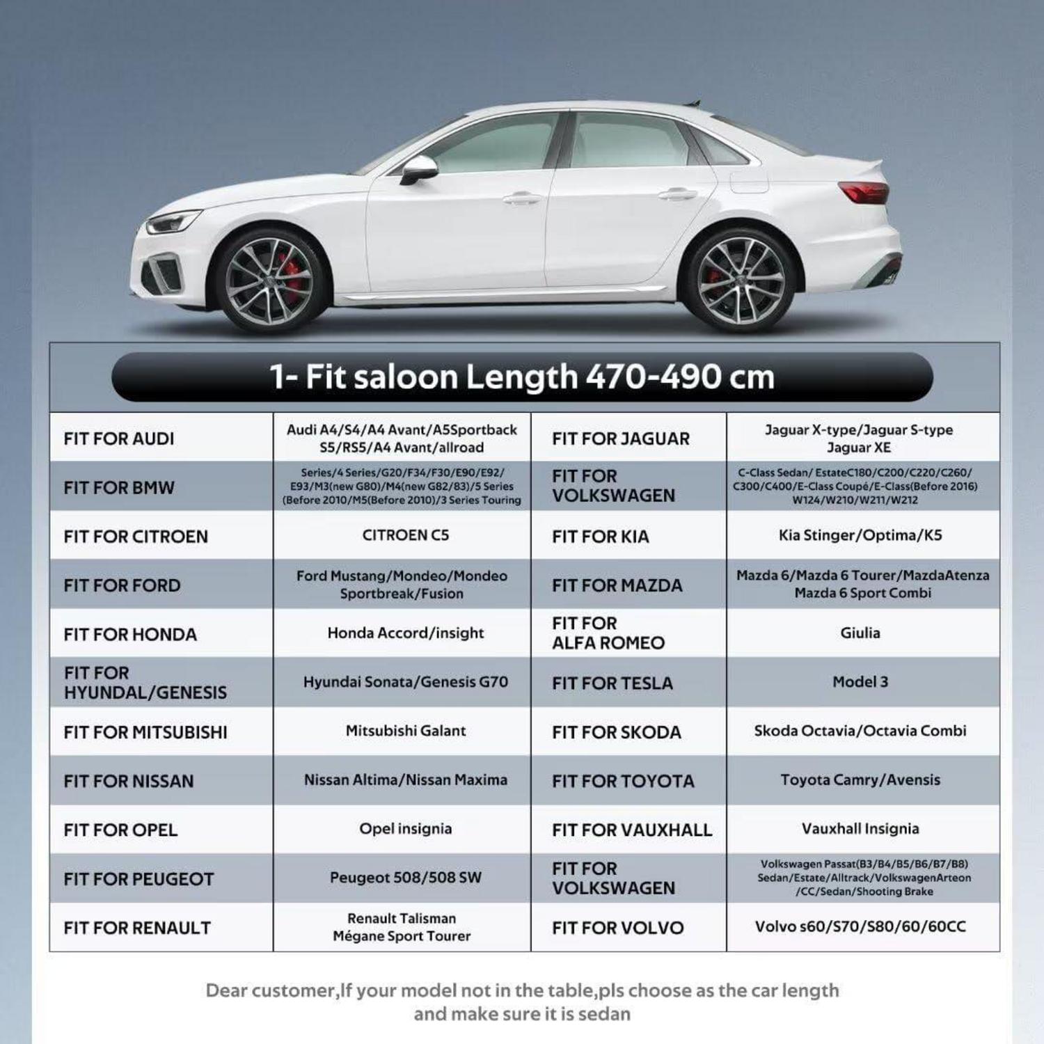 Autoabdeckung Vollgarage 7-lagig Wasser- und atmungsaktiv 3XL für Limousine 470-490 cm Schwarz
