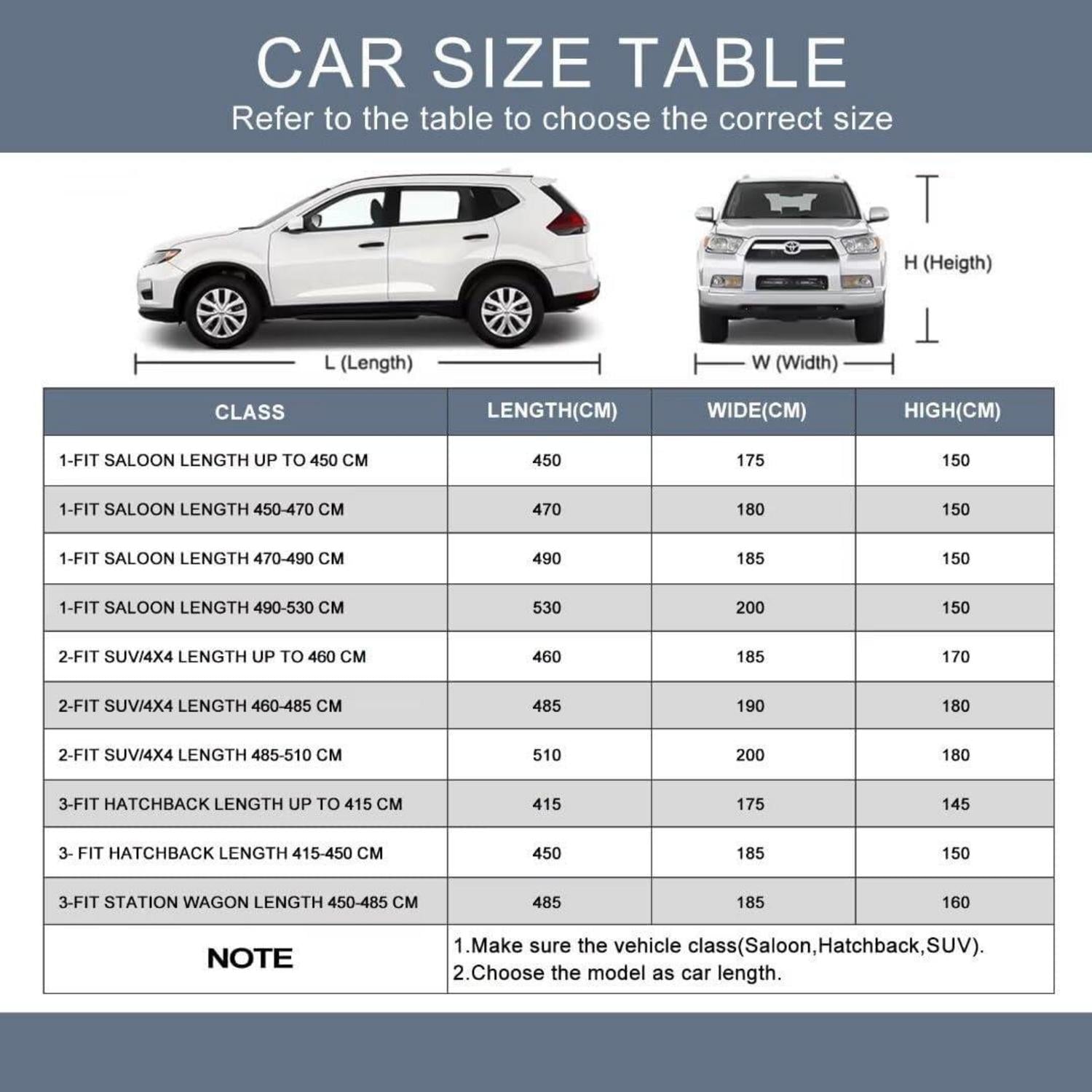 Autoabdeckung SUV 485-510cm YXL Schwarz Wasserdicht atmungsaktiv
