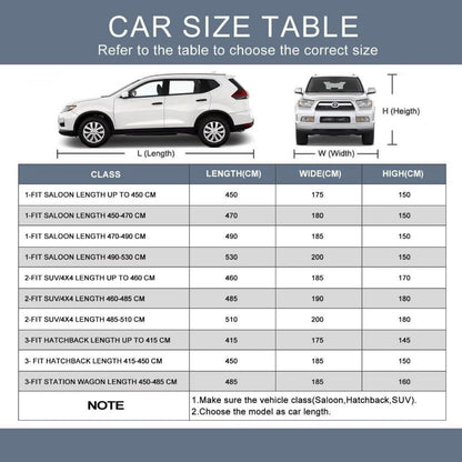 Autoabdeckung SUV 485-510cm YXL Schwarz Wasserdicht atmungsaktiv