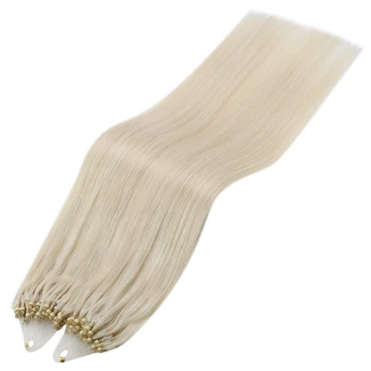 Echthaar Micro Ring Extensions Platinblond 60cm