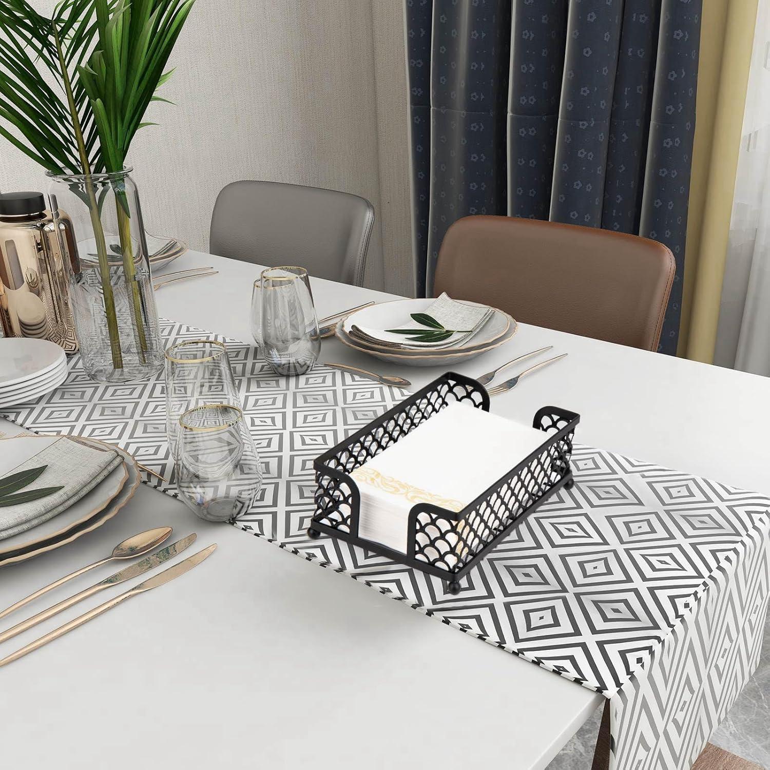 Serviettenhalter Liegend Korb Metall Schwarz klein Bistro Bar Gastro