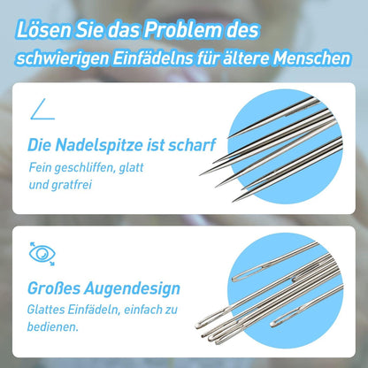 50 Premium-Nadeln mit großem Öhr, 5 Größen, Edelstahlgarn-Stricknadeln