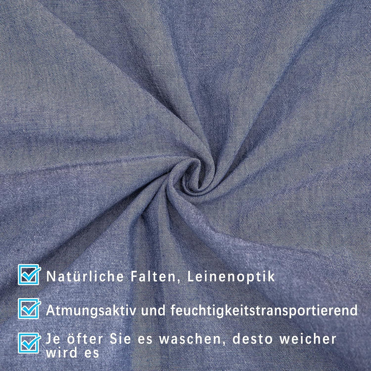 Kissenbezug 2er Set 40x40cm Gewaschene Baumwolle Navy Blau