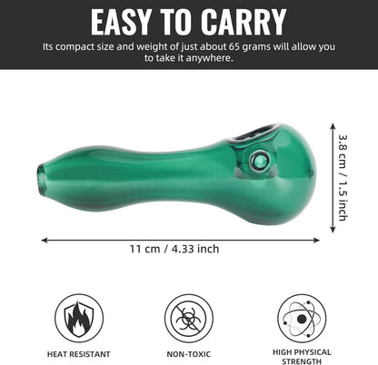 Glaspfeife 7 Löcher Glaslöffel Hitzebeständig Grün 11 cm