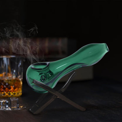 Glaspfeife 7 Löcher Glaslöffel Kompaktes Design hitzebeständig Grün 11 cm
