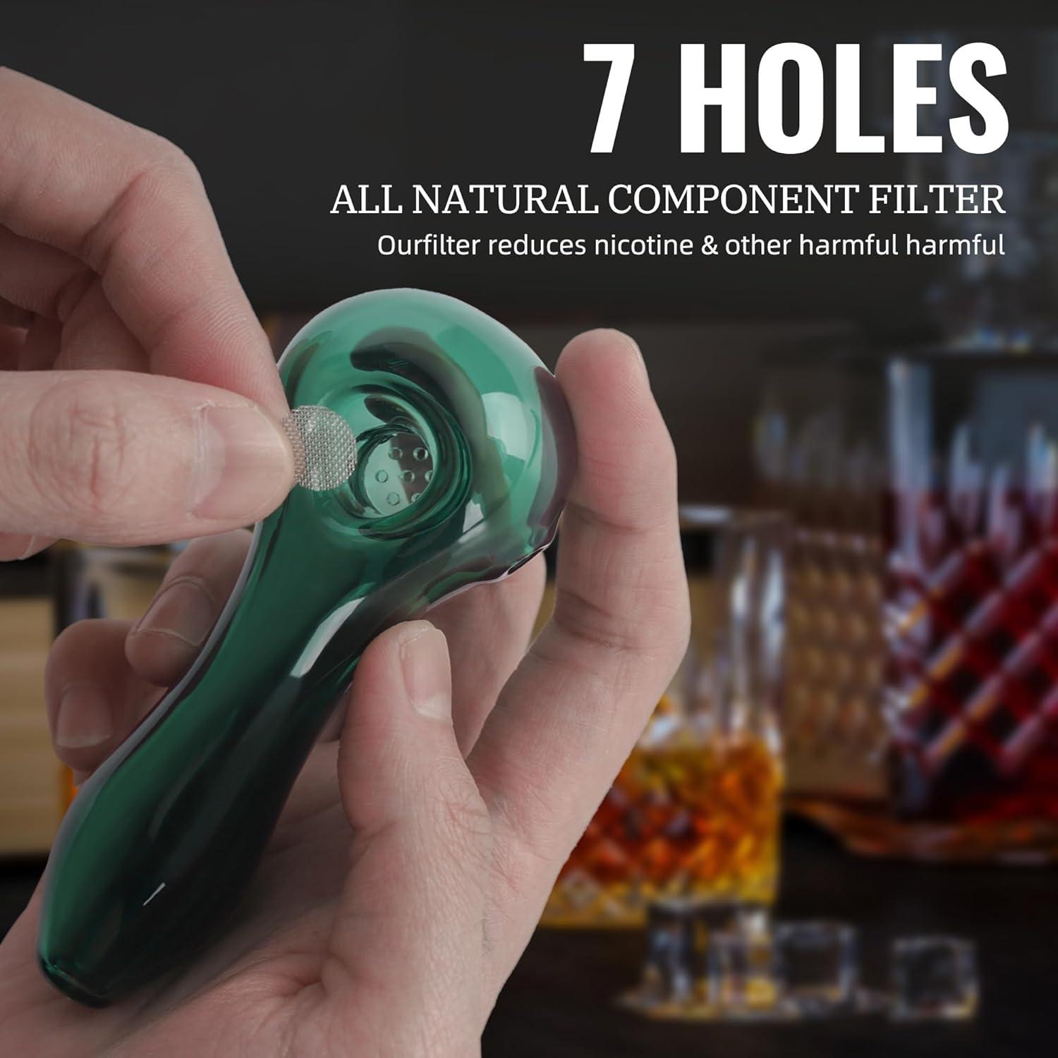 Glaspfeife 7 Löcher Glaslöffel Hitzebeständig 11 cm Grün