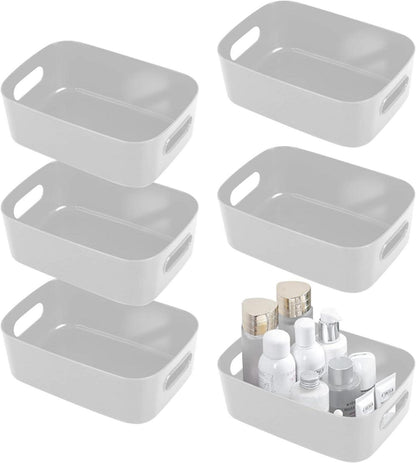 Aufbewahrungsboxen Kunststoff Grau Organizer Box mit Griff 6er Set