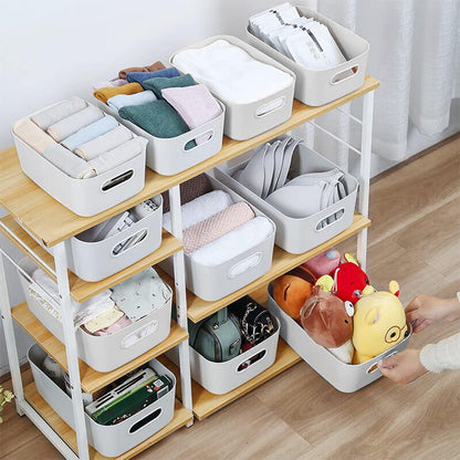 6er Set Aufbewahrungsboxen Kunststoff Organizer Box Grau 24,5cm